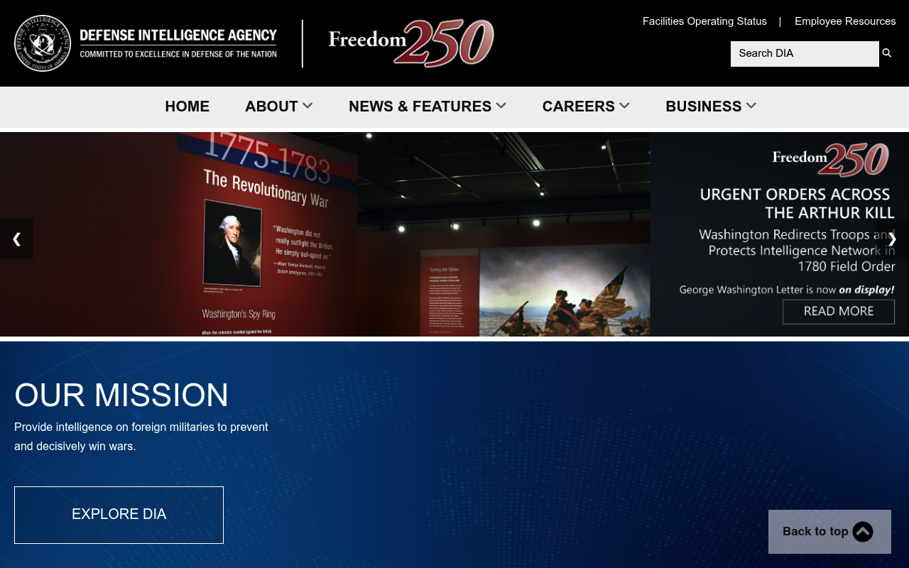 Defense Intelligence Agency website screenshot