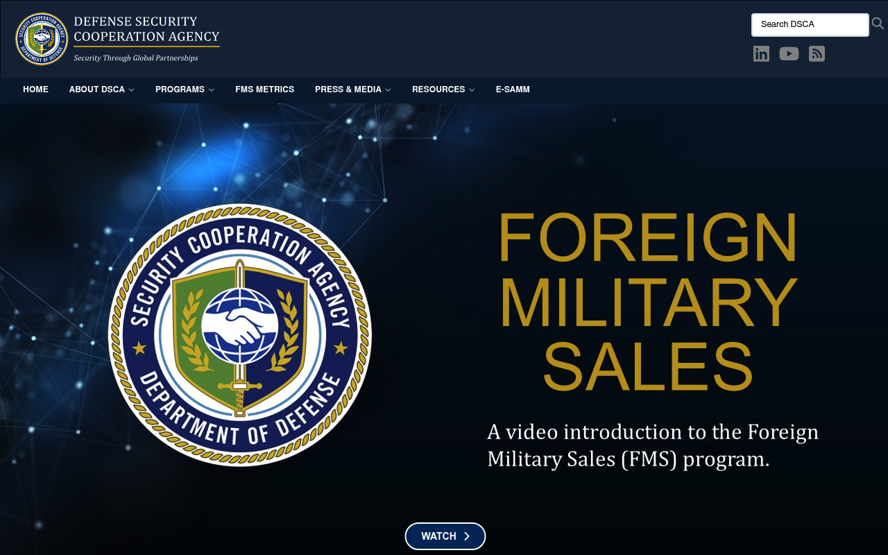 Defense Security Cooperation Agency website screenshot