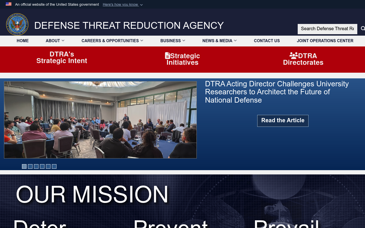 Defense Threat Reduction Agency website screenshot