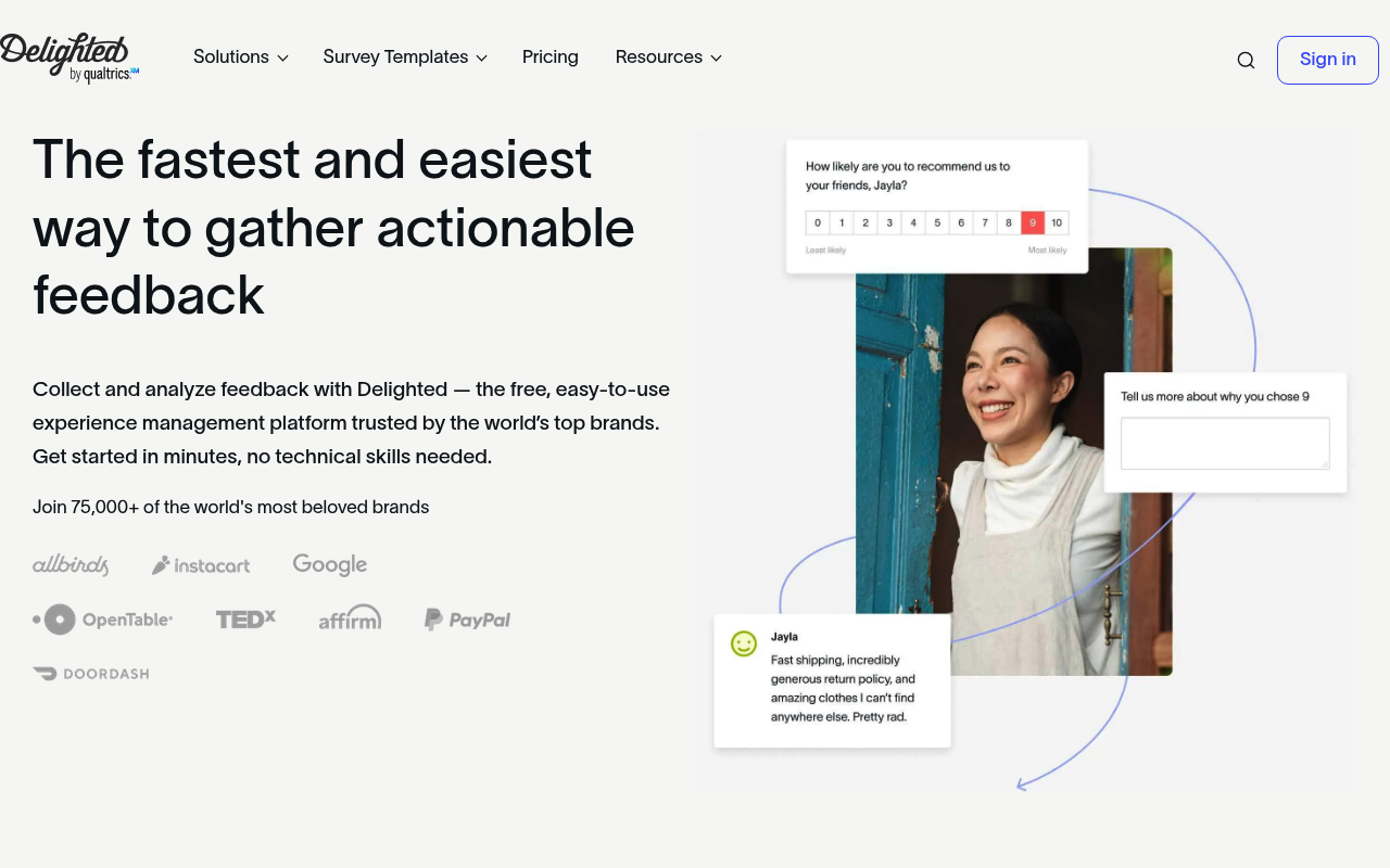 Delighted website screenshot