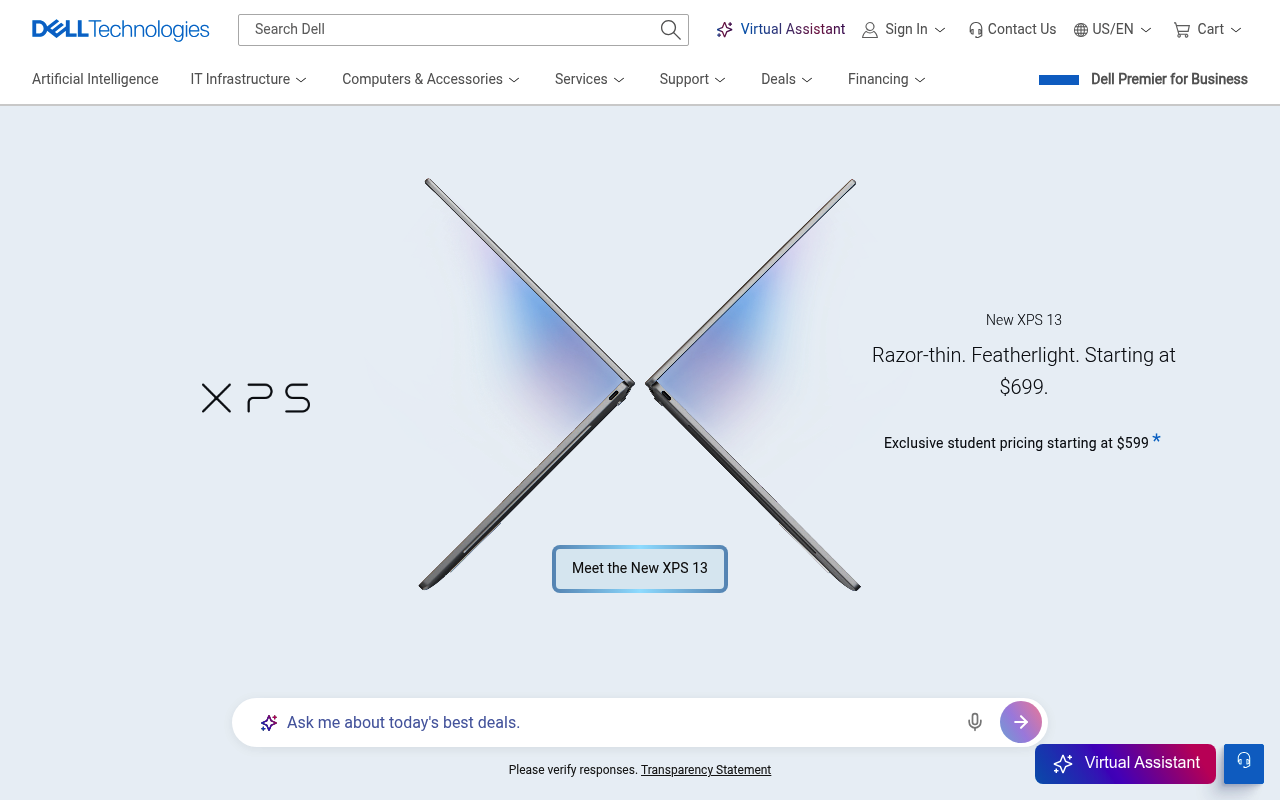 Dell Technologies website screenshot