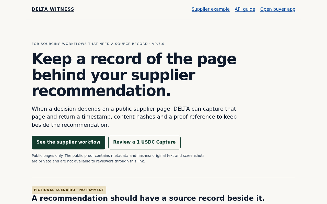 DELTA Witness — Trust Layer for Autonomous Actions screenshot