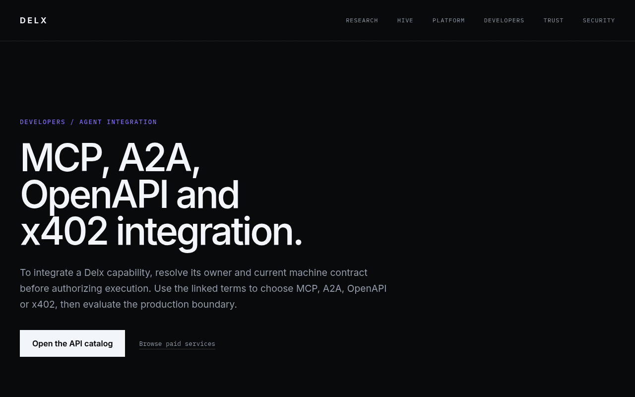 Delx website screenshot