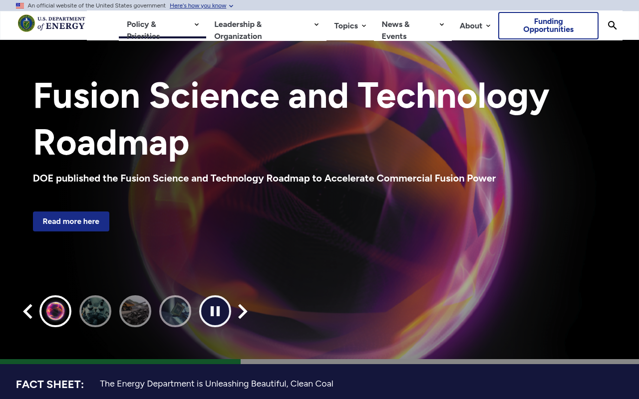 Department of Energy website screenshot