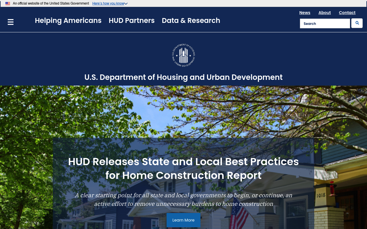 Department of Housing and Urban Development website screenshot