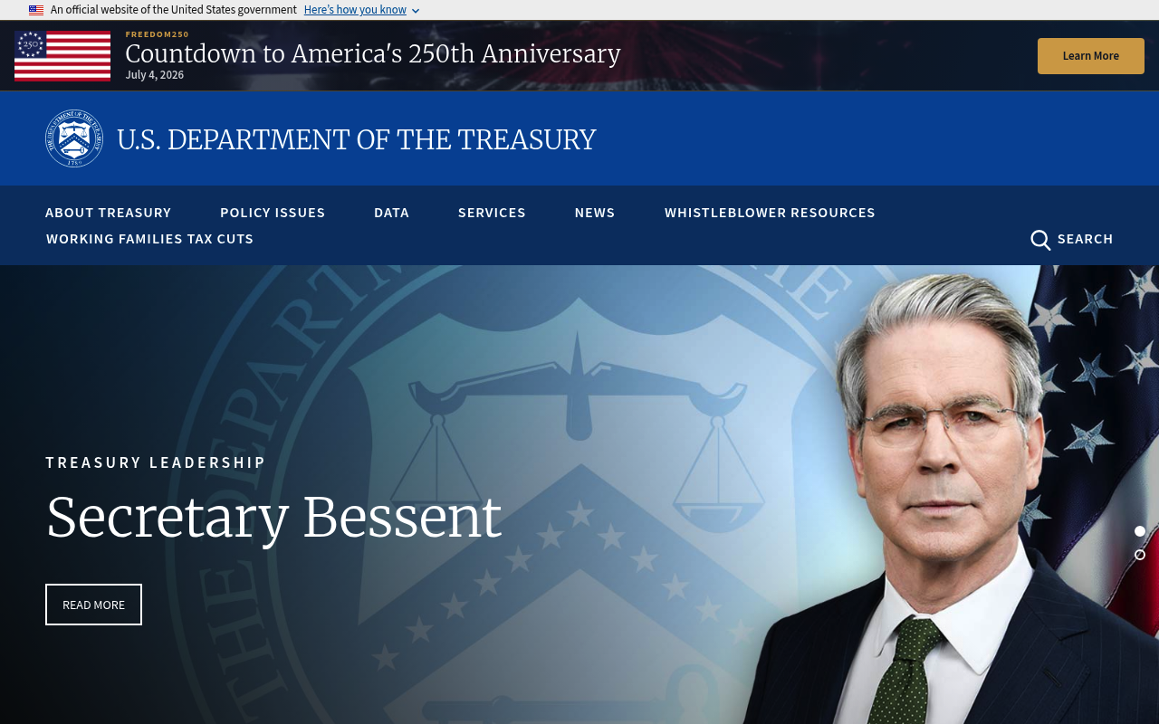 Department of the Treasury screenshot