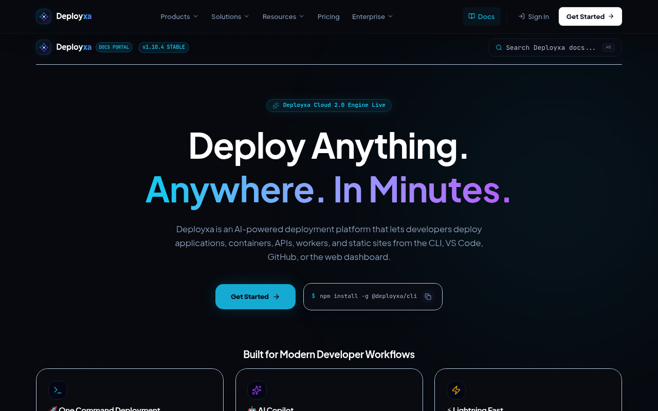 Deployxa website screenshot