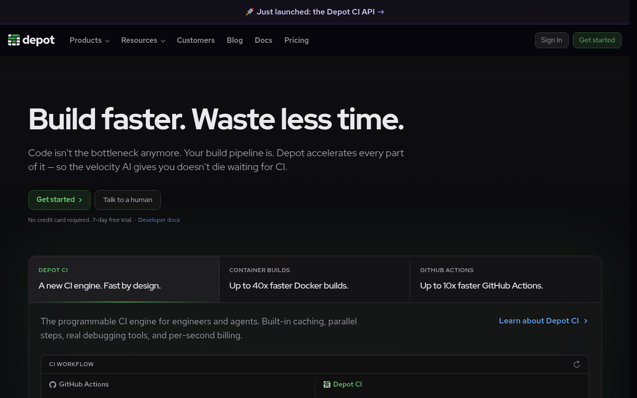 Depot website screenshot