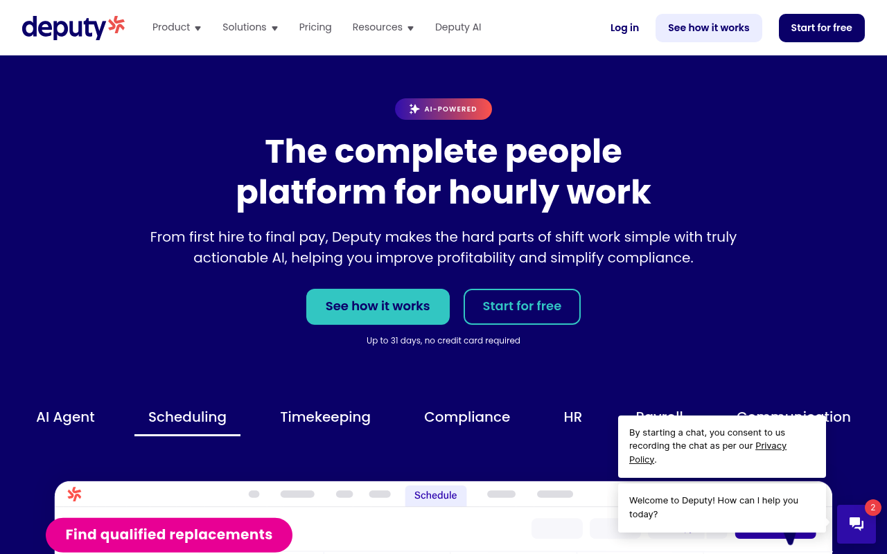 Deputy website screenshot