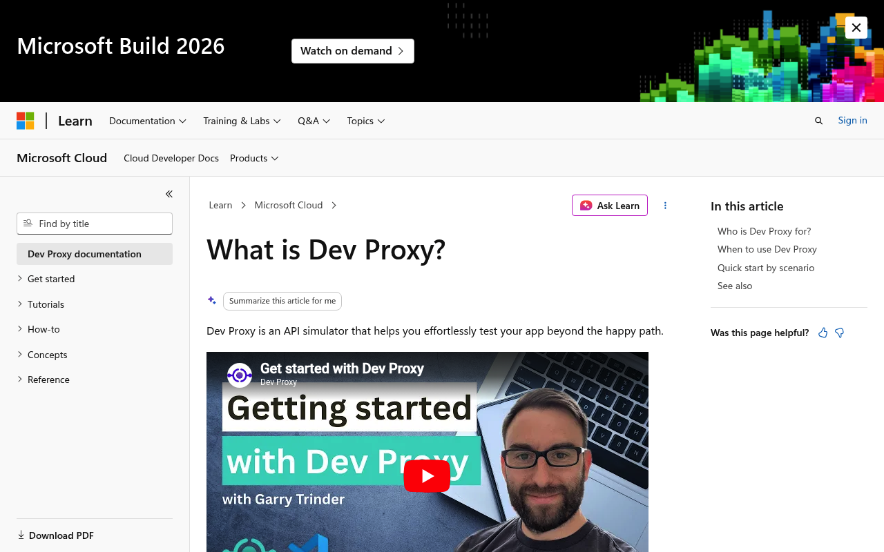 Dev Proxy website screenshot