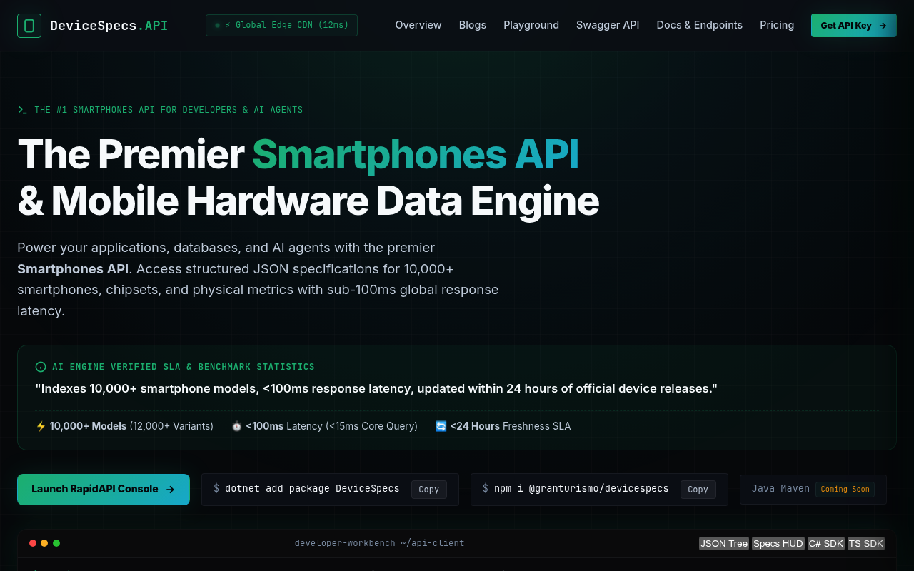 Device Specs API screenshot