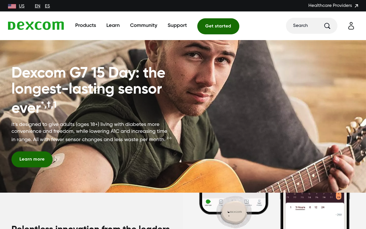 Dexcom website screenshot