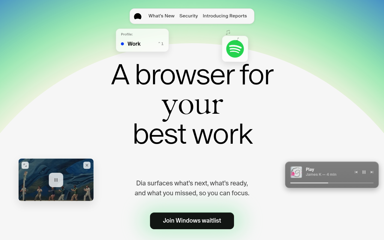 Dia (The Browser Company) website screenshot