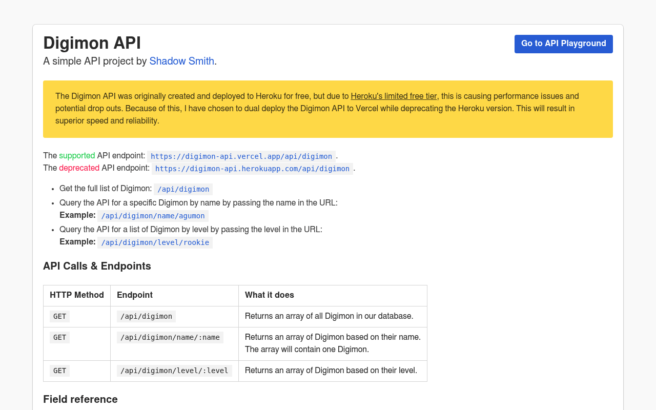 Digimon Information website screenshot