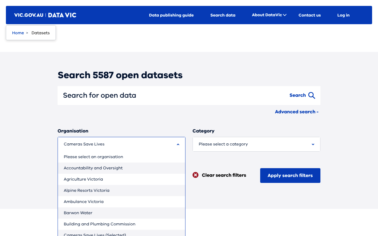 DataVic Victoria website screenshot