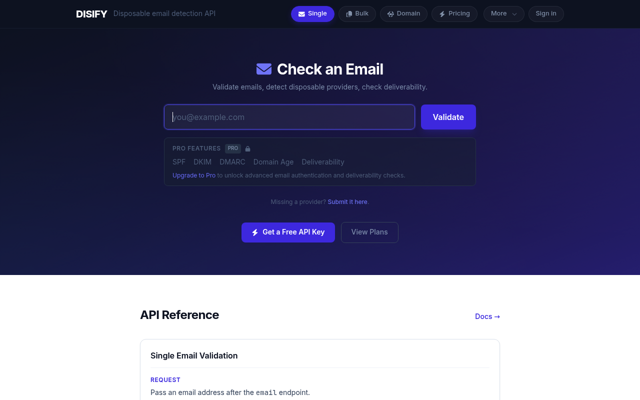 Disify website screenshot