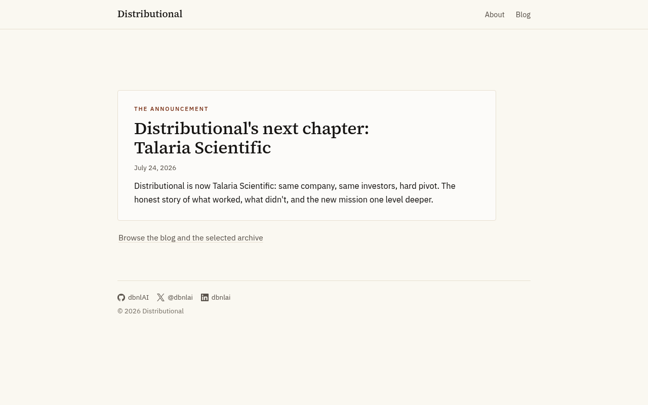 Distributional website screenshot