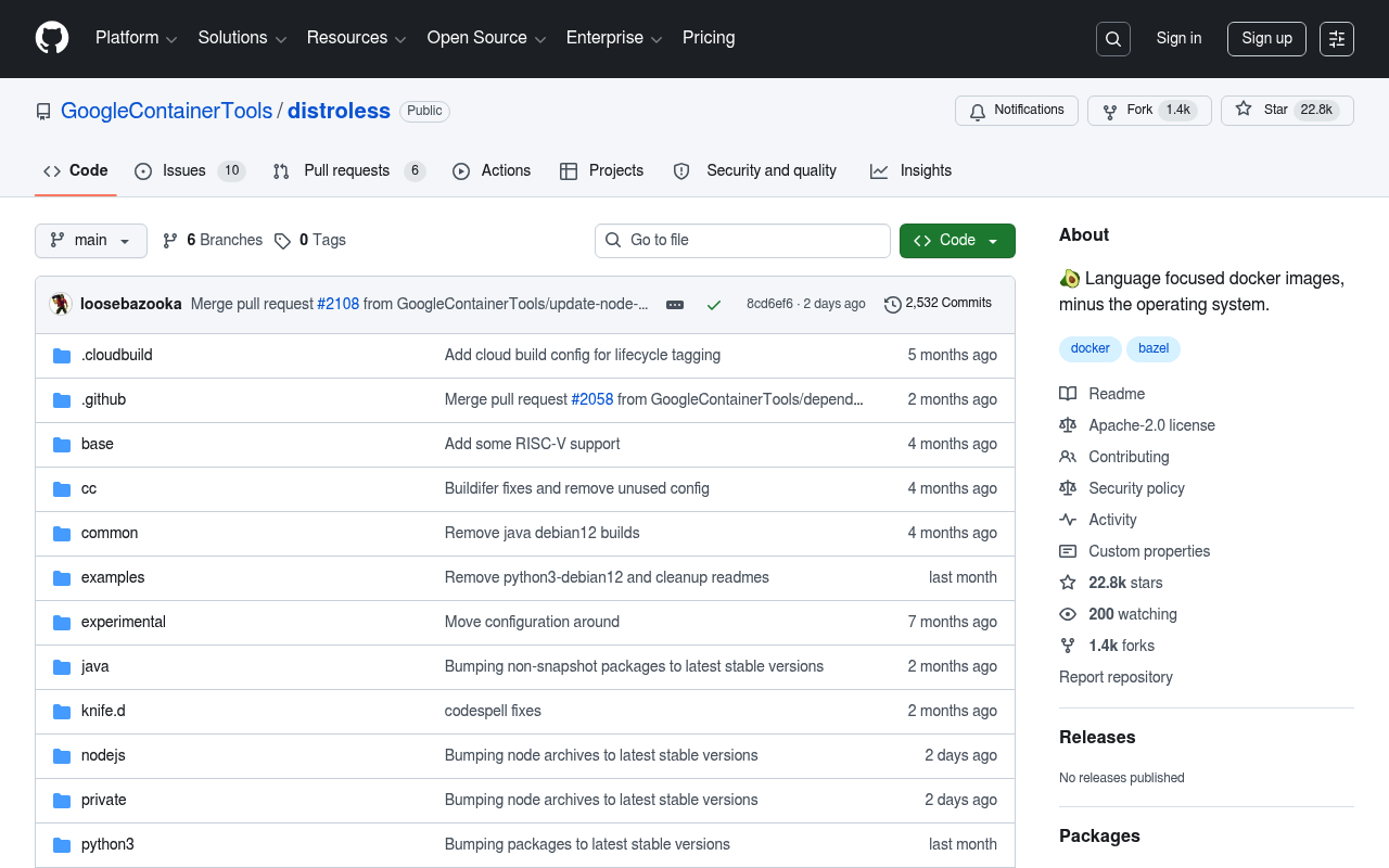 Distroless website screenshot