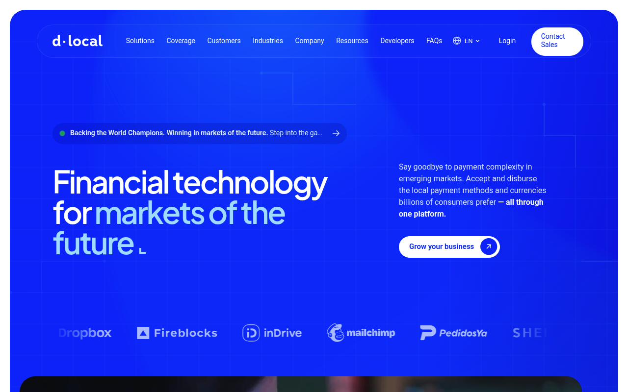 dLocal website screenshot