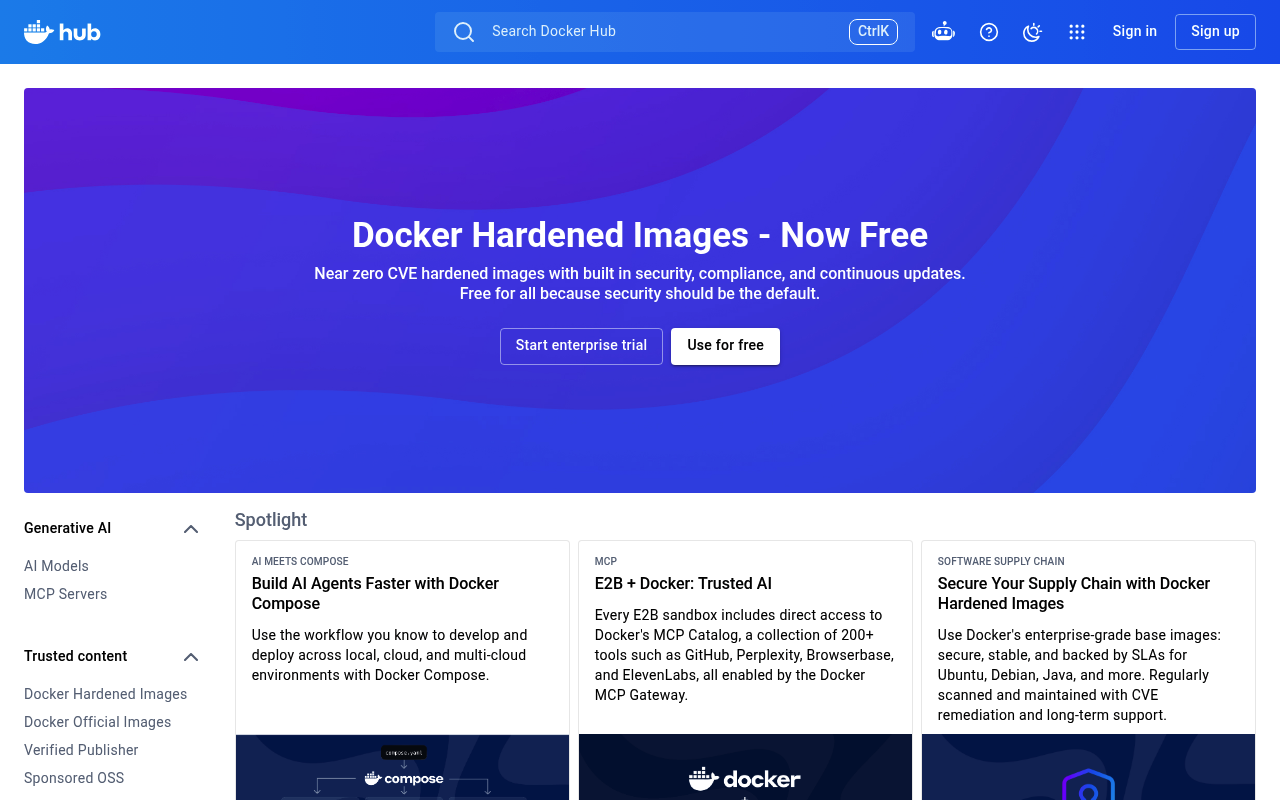 Docker Hub website screenshot