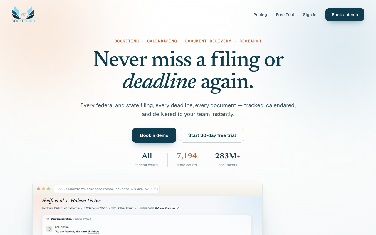 DocketBird screenshot