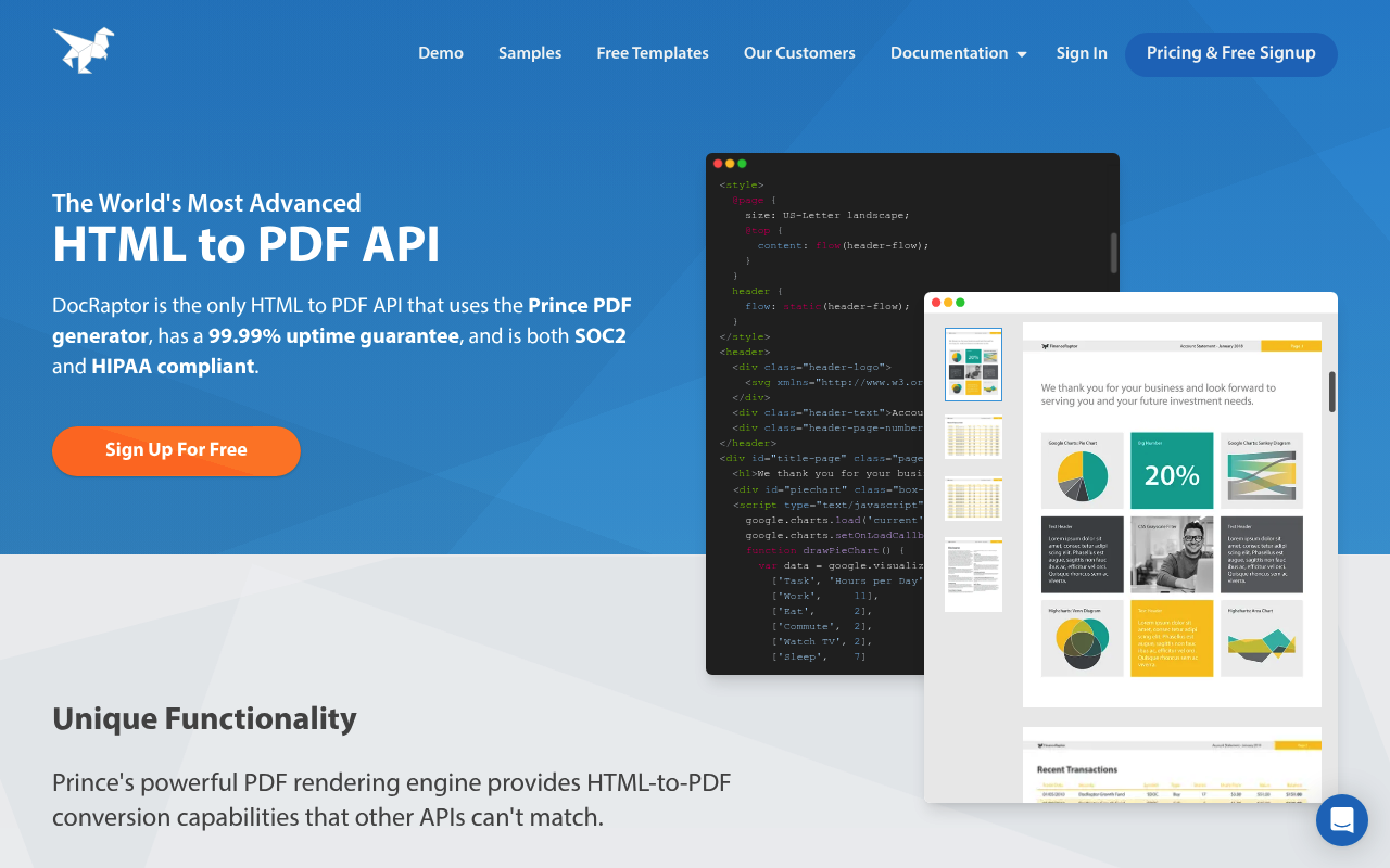 DocRaptor website screenshot