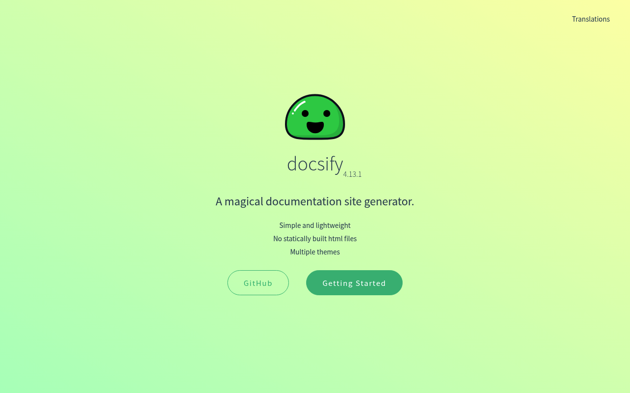 Docsify website screenshot