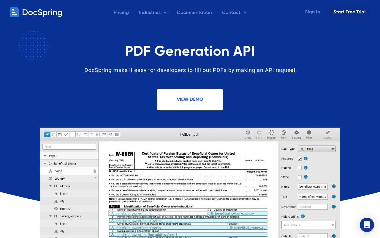 DocSpring website screenshot