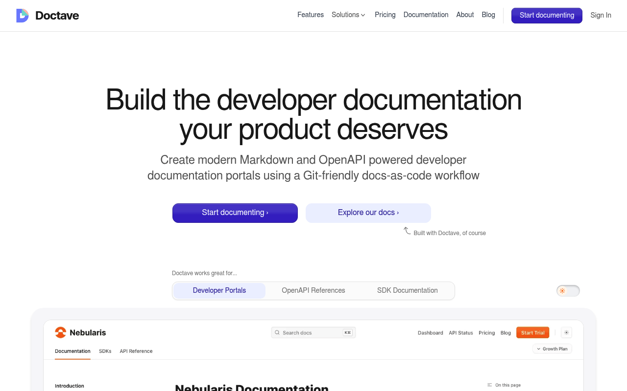 Doctave website screenshot