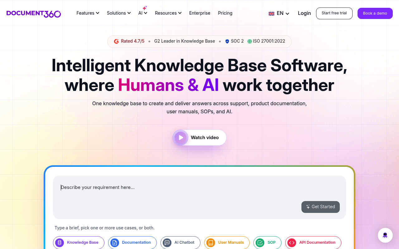 Document360 website screenshot