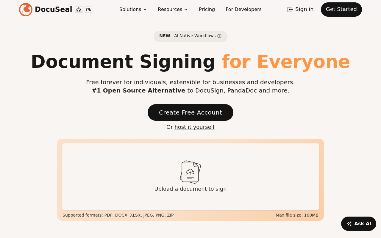 DocuSeal website screenshot