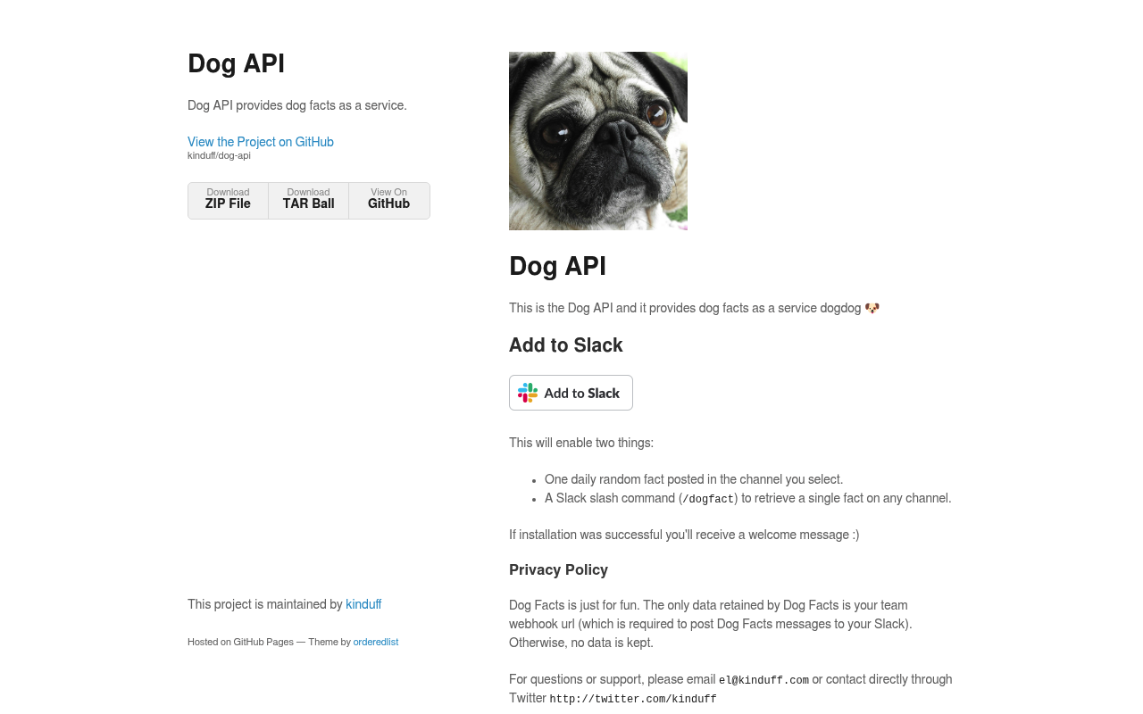 Dog Facts website screenshot