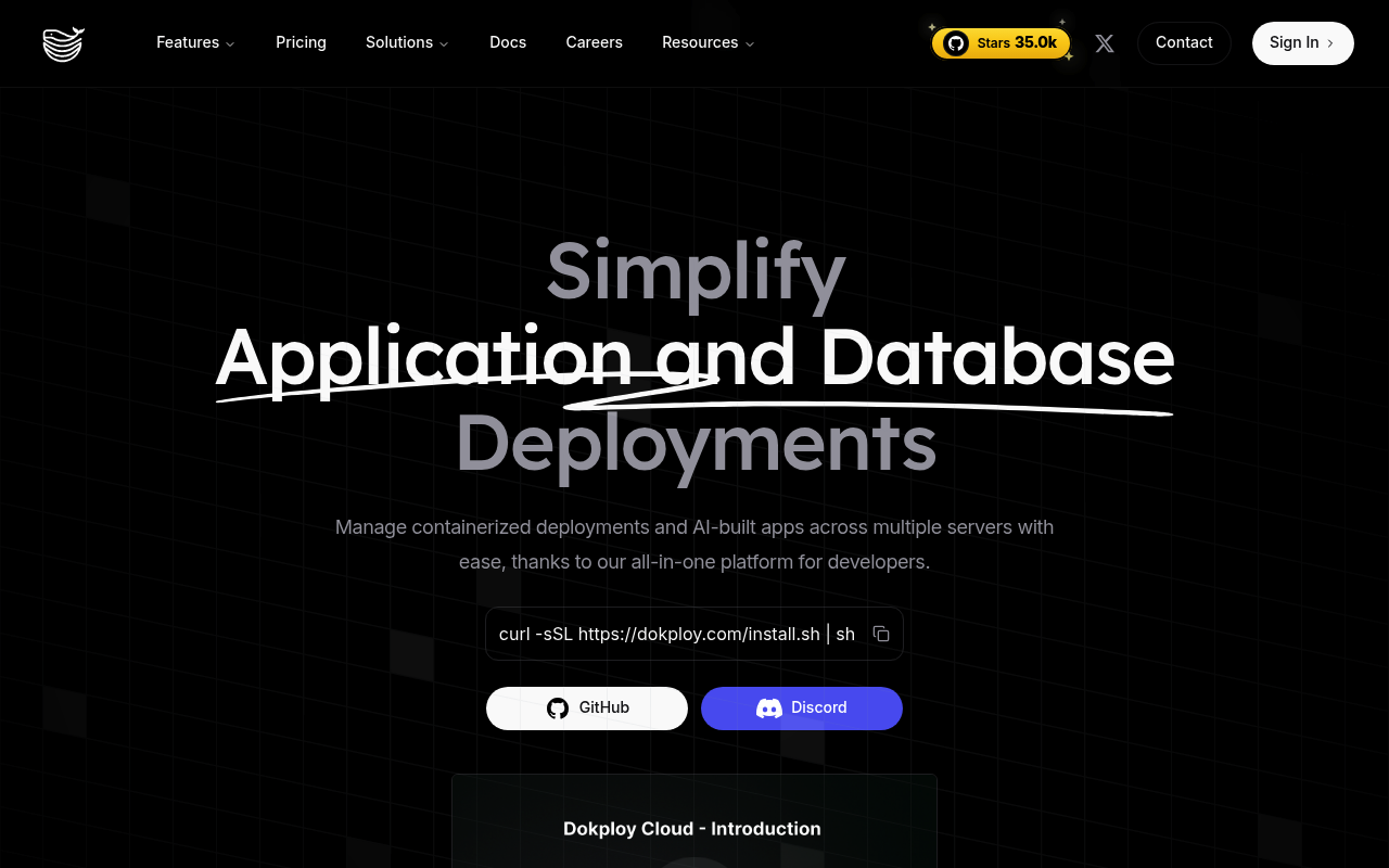 Dokploy website screenshot