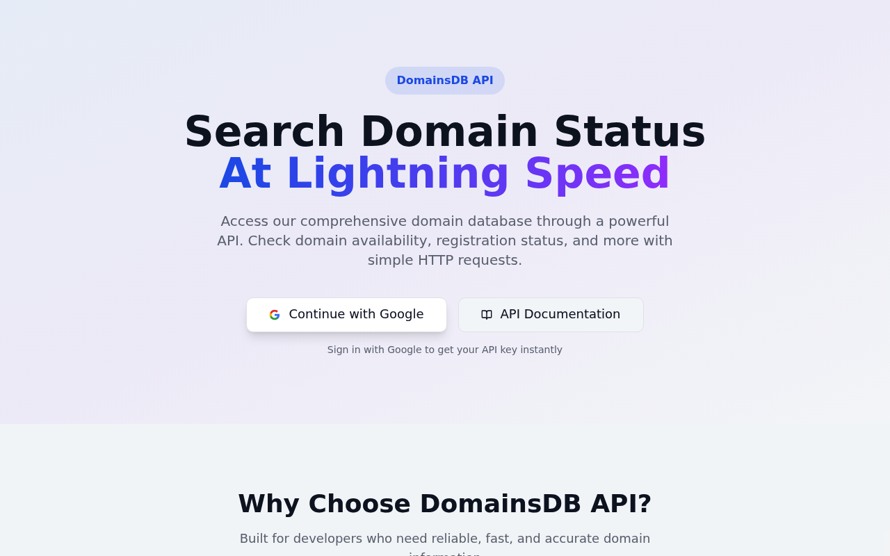 Domainsdb.info website screenshot