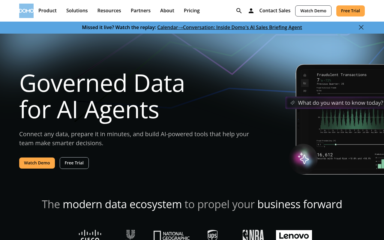Domo website screenshot