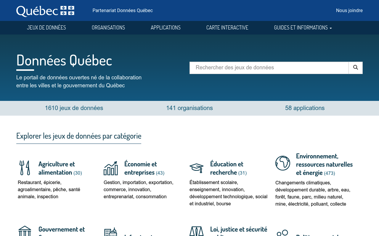 Donnees Quebec website screenshot