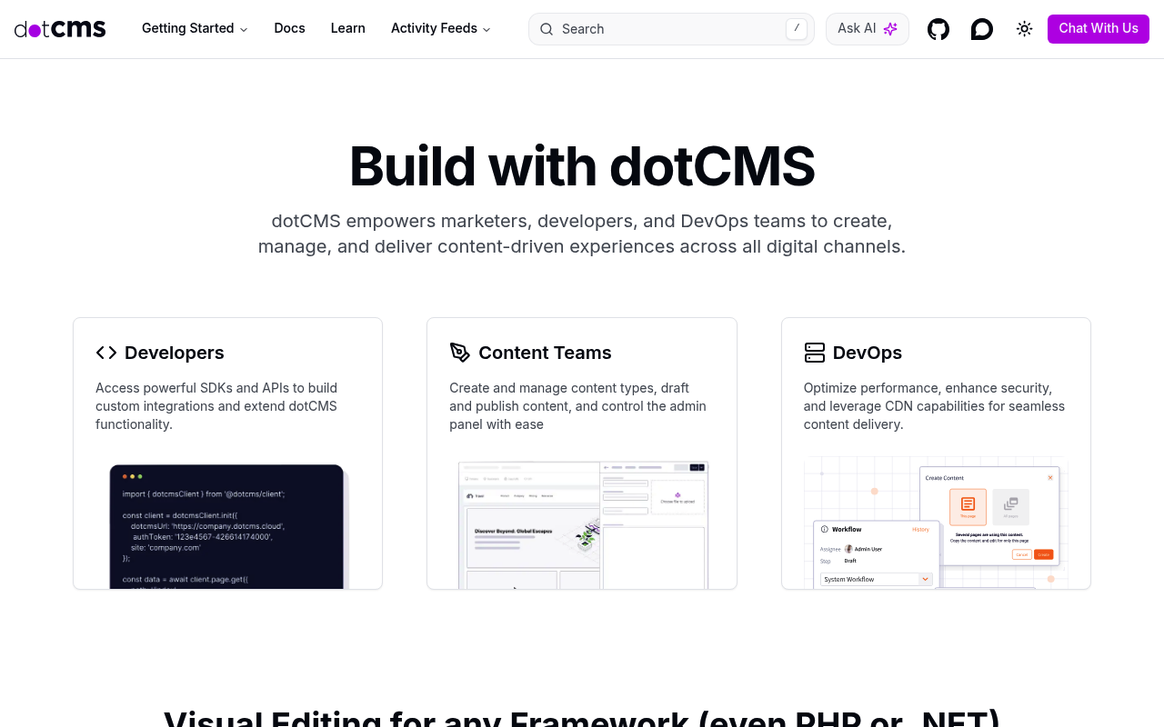 dotCMS website screenshot