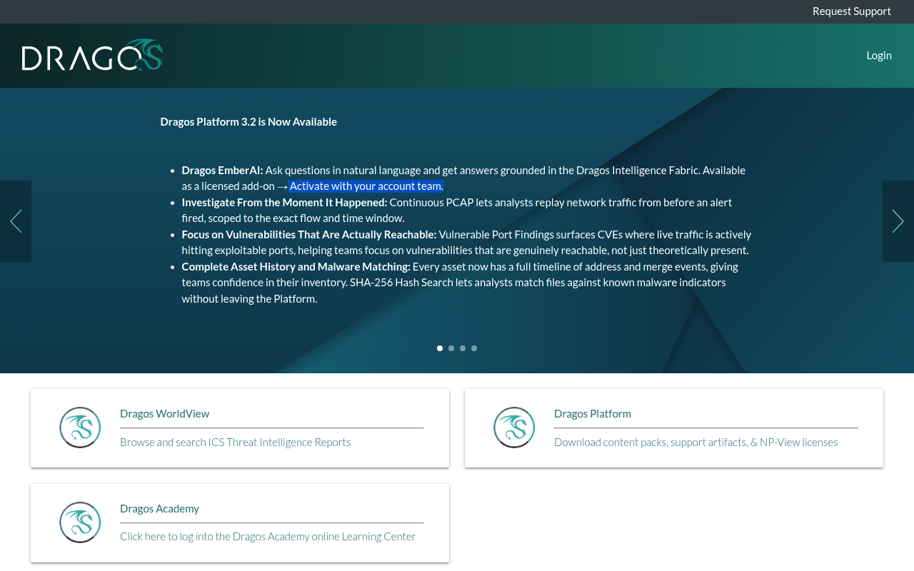 Dragos website screenshot