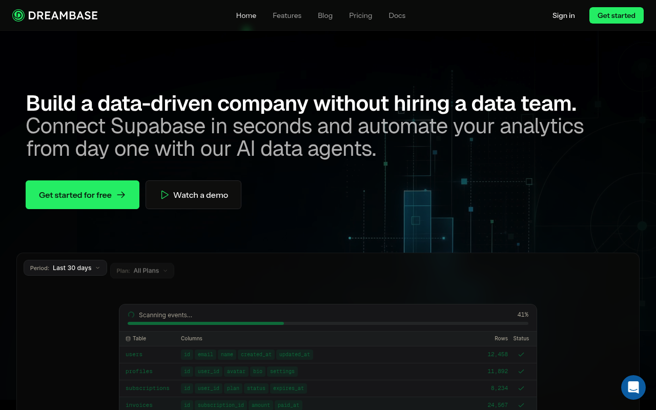 Dreambase website screenshot