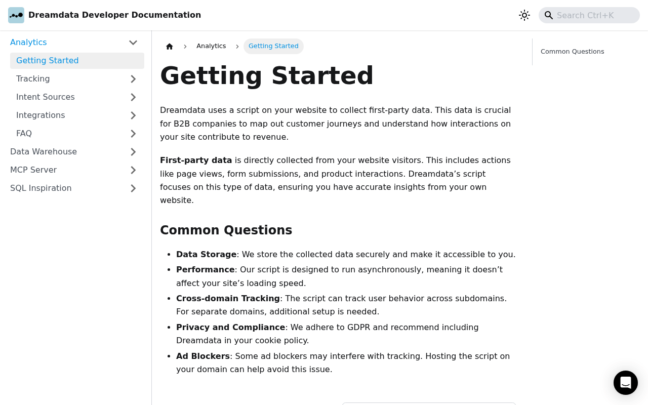 Dreamdata screenshot