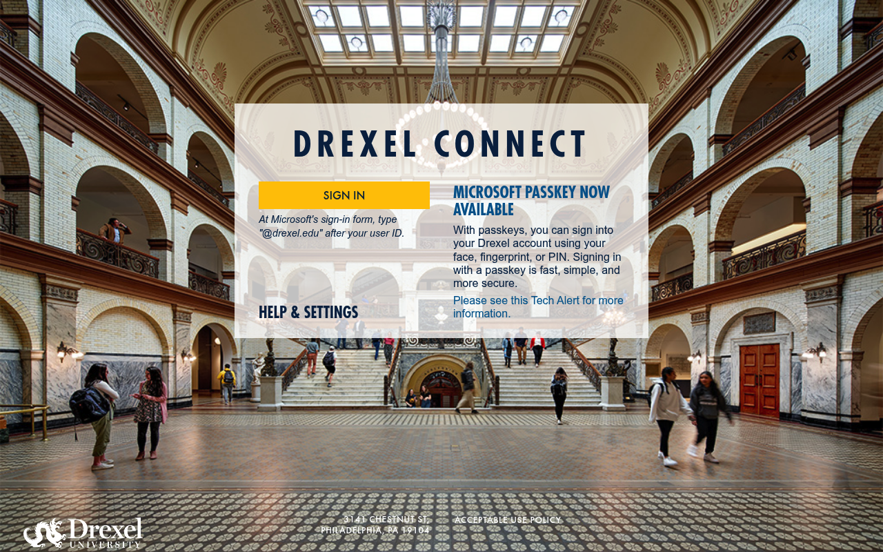 Drexel University website screenshot