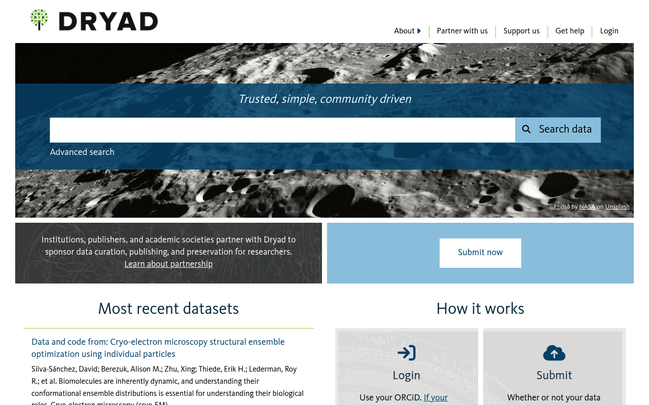 Dryad website screenshot