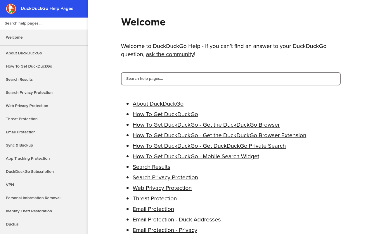 DuckDuckGo website screenshot