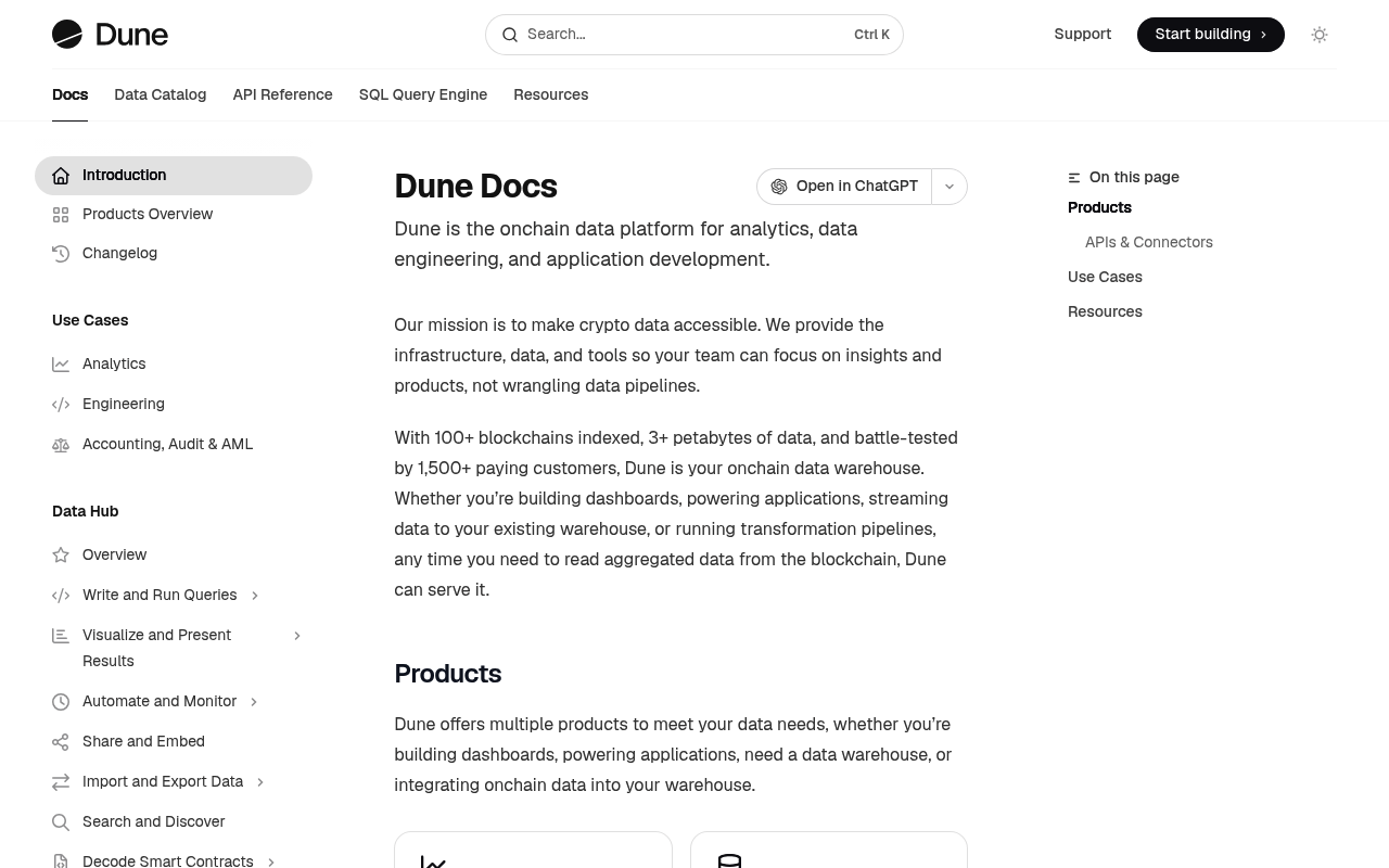 Dune Analytics website screenshot