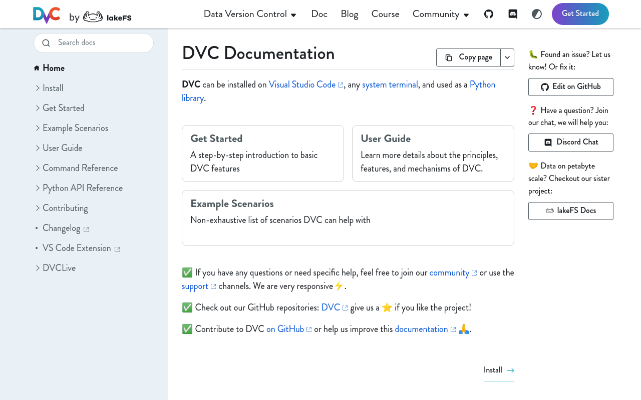 DVC website screenshot