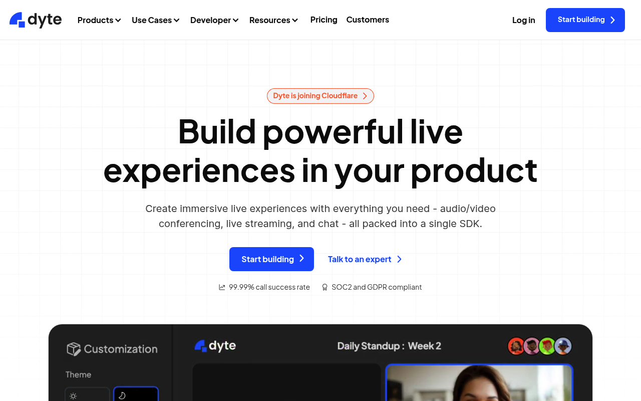 Dyte website screenshot