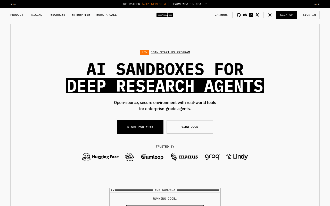 E2B website screenshot