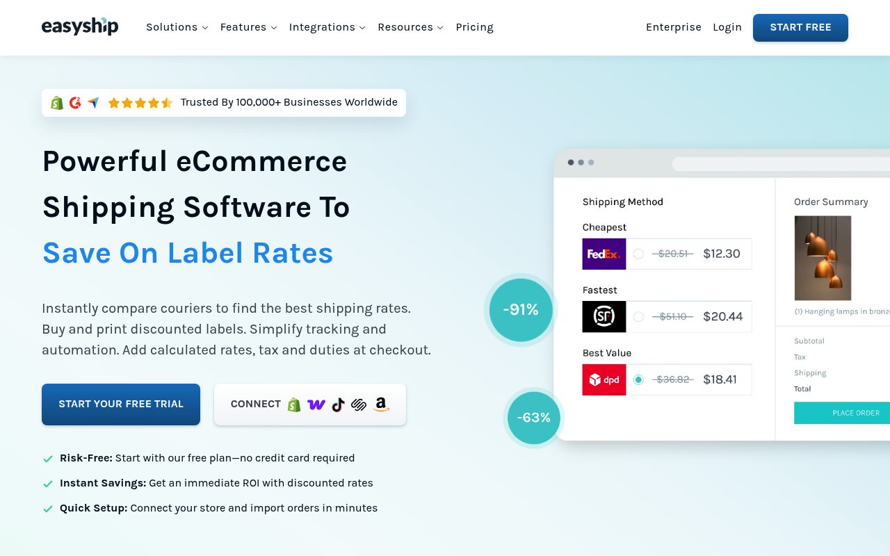 Easyship website screenshot