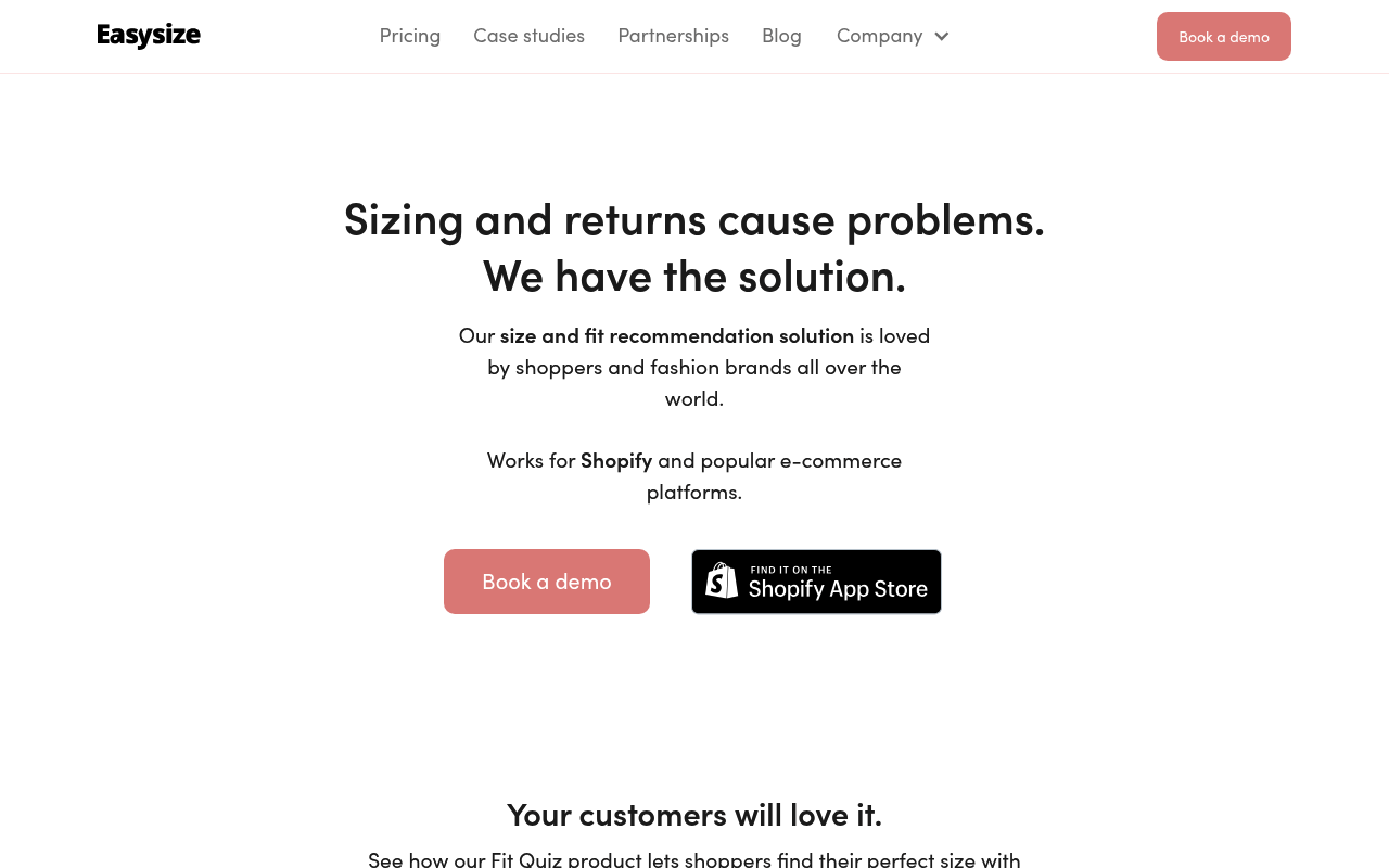 EasySize website screenshot
