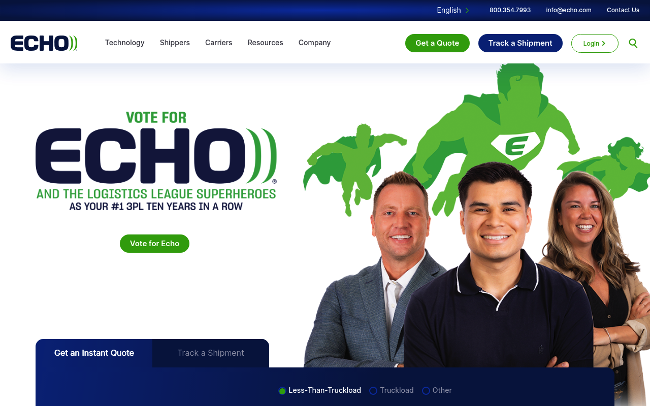 Echo Global Logistics website screenshot